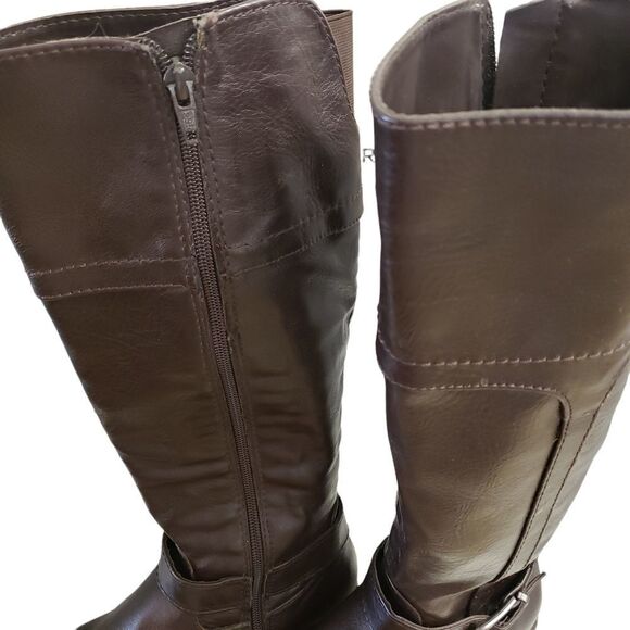 Croft & Barrow High Calf Side Zip Rounded Toe Brown Boots Size 6M - Picture 3 of 13